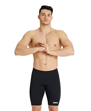 ARENA Men's Swim Jammer Team Solid MaxLife Athletic Swimwear Professional Training Swimsuit Sports Bathing Suit, Black/White, US Size 26