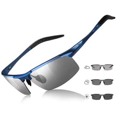 TJUTR Men’s Photochromic Sunglasses, ANSI Z87.1 Safety Glasses Polarized UV400 Protection for Day & Night Driving