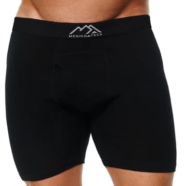Merino.tech Merino Wool Underwear Mens - 100% Merino Wool Base Layer Boxer Briefs for Men (Small, 1 Pack - 190 Black Coal)