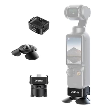 ULANZI Quick Release Mini Tripod Kit for DJI Osmo Pocket 3/Xtra Muse, Type-C Full-Function Port Charging Adapter Base for Pocket 3 Accessories with 1/4 Screw Hole for Tripods (PK-08 & PK-11)