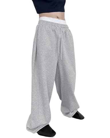 Pillxter Men's Baggy Sweatpants Cotton Fleece Wide Leg Lounge Sweat Pants Drawstring Waist Jogging Pants with Pockets,Light Gray
