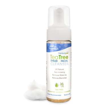 EYEECO Gentle Tea Tree Oil Foaming Facial Cleanser – 1.6oz – Non-Irritating Eyelid Cleanser & Face Wash with Tea Tree, Chamomile & Shea Butter​