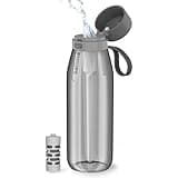 PHILIPS Filtered Water Bottle, BPA-Free Tritan Plastic Water Bottles, Replaces 450 Plastic Water Bottle with Reusable GoZero Everyday Water Filter, Portable Filtering Bottle for Travel, 36oz, Grey