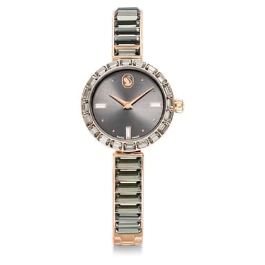 Swarovski Matrix Bangle Watch, Swiss Made, Crystal Bracelet, Gray, Rose Gold-Tone Finish