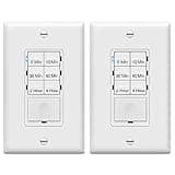 ENERLITES 4-Hour Countdown Timer Switch, 5-10-30-60 Min, 2-4 Hour, for Bathroom Fans, Lights, 120VAC Neutral Wire Required, UL Listed, HET06-W-2PCS, White, 2 Pack