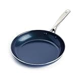 Blue Diamond Cookware 10" Frying Pan Skillet, Diamond Infused Healthy Ceramic Nonstick, PFAS and PFOA-Free, Dishwasher and Oven Safe, Even Heating, Metal Utensil Safe, Warp Control Base, Blue