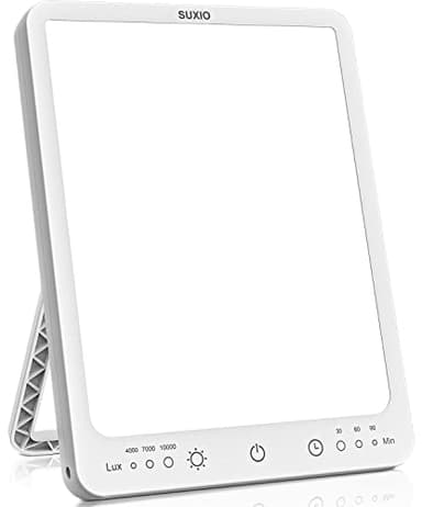 SUXIO Light Therapy Lamp - 10000 Lux Therapy Lights, 3 Timing & Mode Happy Lamp, Touch Control Daylight Lamp with Memory Function, Portable Light Therapy Box for Home/Office Use As Lift Mood