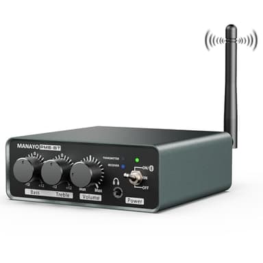 MANAYO PM6BT Bluetooth Phono Preamp for Turntables, Wireless Transmitter Receiver Preamplifier, MM Phonostage with Bass Treble EQ, Headphone Out, aptX HD, Vinyl Record Player Pre-amp, Aluminum