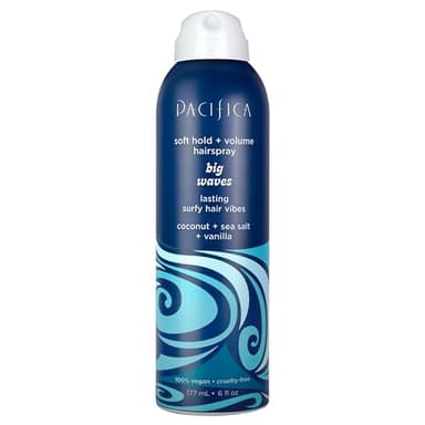 Pacifica Big Waves Coconut, Vanilla & Sea Salt Hairspray – Soft Hold Wavy Hair Texture Spray – Adds Volume & Controls Frizz, Travel Size Beach Hair Essential for Women – Vegan & Cruelty-Free – 6oz