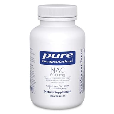 Pure Encapsulations NAC 600 mg - N-Acetyl Cysteine NAC Supplement for Lung Health & Immune Support, Liver Support & Antioxidants* - with Freeform N-Acetyl-L-Cysteine - 180 Capsules