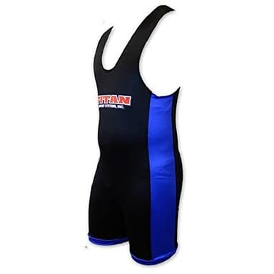 Titan Triumph Powerlifting Singlet Black/Blue IPF Legal Raw (Large)