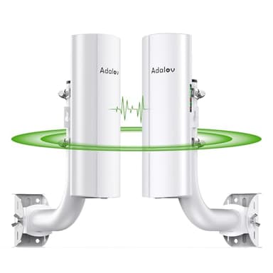 AdaLov CPE366 Gigabit Wireless Bridge with Mounts, 5.8G Point to Point WiFi Bridges, Outdoor 3KM Network Extension, Network Sharing for Barn, Garage, Farm, CCTV/IP Camera, Compatible with Starlink