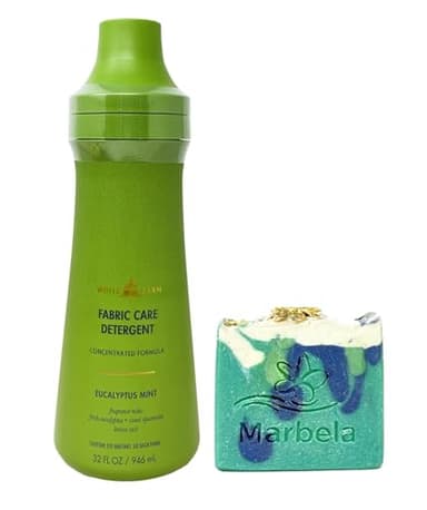Bath & Body Works Eucalyptus Mint Fabric Care Detergent with Aloe Vera Bar Soap.