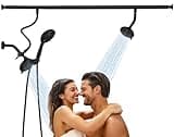 V-Frankness Dual Shower Head for Couples, High Pressure and Adjustable Multimodal Tandem Shower Head System for Two People Rod, 3-Setting Diverter with Holder, 71 Inch Extra Long Hose (Matte Black)