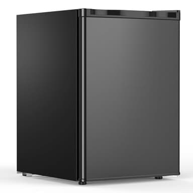 COWSAR 2.6 Cu.Ft Mini Fridge with Freezer, Single-Door Compact Refrigerator, 7 Settings Temperature Adjustable, 2 Removable Shelves, Commercial Small fridge for Bedroom, Office, Kitchen, Dorm, Black
