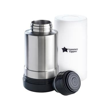 Tommee Tippee Portable Travel Baby Bottle and Food Warmer, Thermal Insulation, Stainless-Steel Flask with Leak-Proof Lid
