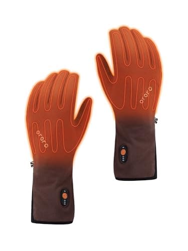 ORORO [Upgraded Battery] Unisex Heated Gloves Liner, Lightweight Dralon Liner Gloves for Men and Women (Brown, M)