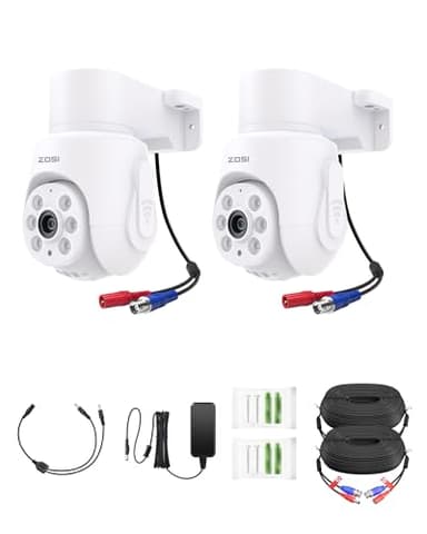 ZOSI 2 Pack 360°View Pan Tilt 1080P Wired Analog HD TVI Security Camera Outdoor Indoor,65ft Night Vision,One-Way Audio,Only Compatible with Same Brand 1080P,5MP and 4K CCTV DVR Systems