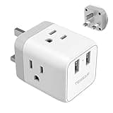 TESSAN US to UK Plug Adapter, Type G UK Travel Plug Adapter, Ireland Scotland Dubai Power Converter with 3 Outlets and 2 USB Ports, USA to England London British Qatar Kenya Outlet Converter