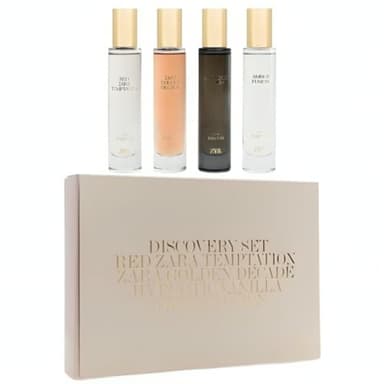 Zara Chapter Discovery Set Perfume for Women Red Temptation Golden Decade Hypnotic Vanilla & Amber Fusion Iconic Fragrance Collection Eau de Parfum EDP 4x 30ml (1.01 fl. oz)