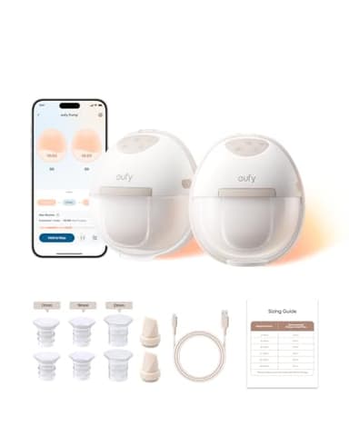 eufy Security Heated Breast Pump Hands-Free E20, Wearable with Innovative HeatFlow, 3 Heat Levels, Optimized Rhythm via App, Hospital-Grade Suction, Leakproof, Ultra-Slim and Quiet for in-Bra Use