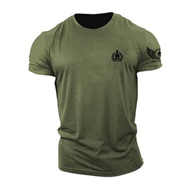 ReedCA Spartan Olive Branch - Muscle Athletic Workout Tee Top Gym Bodybuilding Shirts Fitness(Green,L)