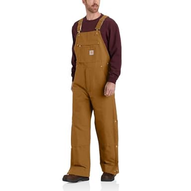 Carhartt Men's Firm Duck Insulated Bib Overall, Carhartt Brown, Large
