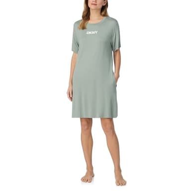 DKNY Womens Sleepwear & Loungewear - Next Gen Classics Collection - Soft Jersey Sleep & Lounge Shirt Nightshirt Lightweight & Breathable Nightgowns for Women, Green, XS