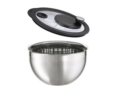 Rosle 15695 Stainless Steel Large Salad Spinner with Glass Lid