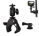 Hocoder Super Clamp Motorcycle Handlebar Mount Multi Angle 360° Swivel Compatible with Gopro 13 Hero 13 12 11 10 9 / Insta 360 / DJI Action Cameras, with Double Ball Head Magic Arm Adapter