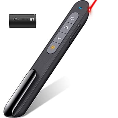 Presentation Clicker Compatible with Bluetooth and RF 2.4GHz Dual Modes Red Light, Wireless Presenter Remote Control for Powerpoint Presentations Pointer Slide Clicker for Mac Computer Powered by AAA