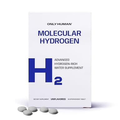 H2 Molecular Hydrogen Water Tablets with Magnesium | 12PPM Hydrogen Tablets for Drinking Water | Unflavored Dietary Supplement | Gluten, Sugar & Soy Free | Made in The USA | 30 Tabs | Only Human