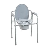 Drive Medical RTL11158KDR Folding Steel Bedside Commode Chair, Portable Toilet, 350 Pound Weight Capacity with 7.5 Qt. Bucket, Grey