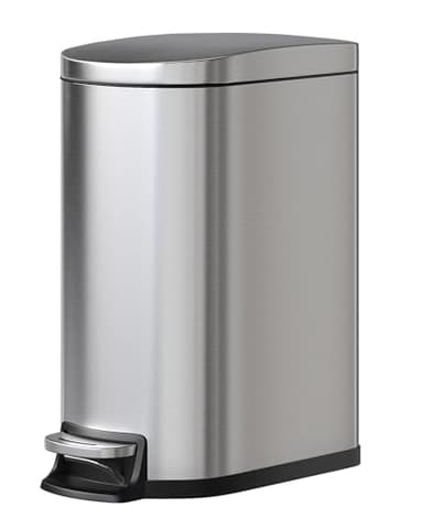 Garvee 13 gal / 50 L Stainless Steel Kitchen Trash Can with Lid, Slim Rustproof Garbage Can, Large Step-on Metal Trash Bin with Inner Bucket, Rear Handle, Soft Close Lid, Silver