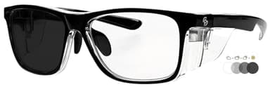 Photochromic Safety Glasses 15011 - Transition Safety Glasses - With TR-90 Frame & Integrated Side Shields (Black/Clear)