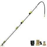 Karveden 20FT Reach Telescoping Gutter Cleaning Tools -12FT Gutter Cleaner Tools From Ground with 3/4" Brass Garden Hose Shut Off Valve, Bendable Flexible Water Wand for Garden Hose, Window