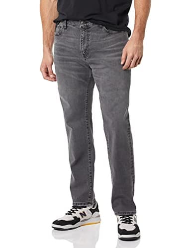 Amazon Essentials Men's Athletic-Fit Stretch Jeans - Discontinued Colors, Washed Grey, 34W x 30L