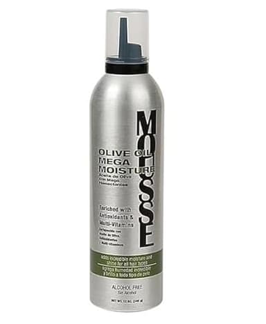 Olive Oil Mega Moisture Hair Styling Mousse, Moisturizing, Pump, Chemically Treated, 12oz (1 Pack)