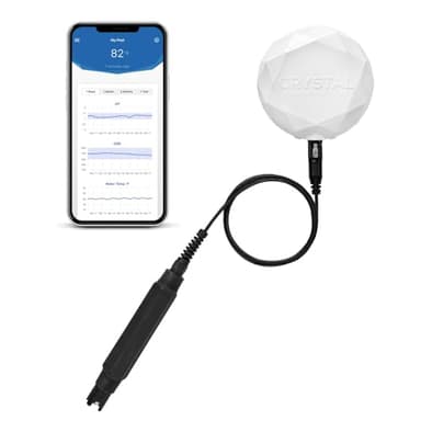 Crystal Smart Water Monitor for Salt Water Pools & Hot Tubs - 24/7 Continuous Digital Water Testing with App Notifications & Customized Chemical Dosing (New Model)