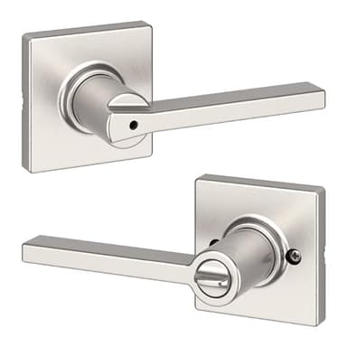 Kwikset Casey Interior Privacy Door Handle with Lock, Door Lever For Bathroom and Bedroom, Satin Nickel Reversible Keyless Turn Lock, with Microban Protection