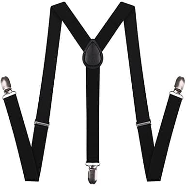 AMPIL Black Suspenders for Men and Women - Adjustable Suspender Elastic 1 inch Wide with Heavy Duty Clips (Black Suspenders)