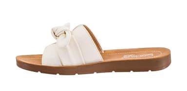 Corkys Footwear Women's Too Cute Sandals - Comfortable And Cushioned Insoles, Wide Strap with Bow, Open Toe Design, Easy And Convenient Slip-On Design - Ivory - Size 8