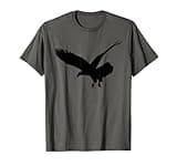 American Eagle Shirts Apparel Unisex Adult Grey Small Classic Fit Short Sleeve T-Shirt with Unique Graphic Art of Black Flying Eagle Bird Silhouette