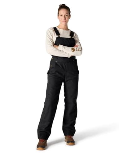 Carhartt Women's Washed Duck Insulated Bib Overall, Black, Medium