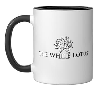 The White Lotus HBO Original Series Logo Lights Ceramic Mug, Black/White