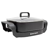 West Bend Electric Skillet, Family-Sized 3-Inch Deep with Diamond Shield Scratch-Resistant Non-Stick Finish, 12-Inch, Black
