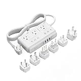 TESSAN 220V to 110V Voltage Converter for Travel with 4 USB Ports (1 USB C), 3 AC Outlet and EU UK AU IT in ZA International Power Adapter, Step Down Transformer Outlet Converters White