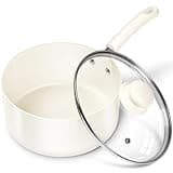 MICHELANGELO Nonstick Sauce Pan Sets, Ceramic Saucepan with Lid, Multipurpose Pot with Lid, Non-Toxic Saucepans, Induction Compatible, 3QT, White