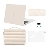 MOSISO Compatible with MacBook Air 13 inch Case 2025 2024 2023 2022 M4 A3240 M3 A3113 M2 A2681, Hard Case&Puffy Bag&Keyboard Cover&Webcam Cover&Screen Film for MacBook Air 13.6 inch Case, Sand