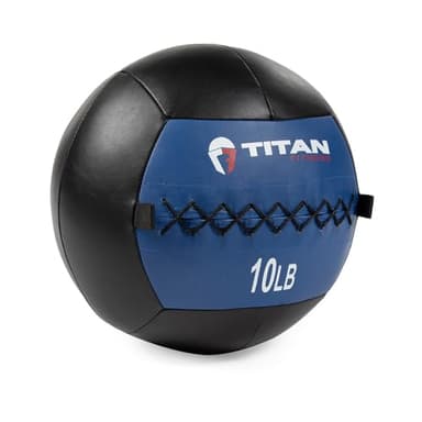 Titan Fitness 10 LB Soft Leather Medicine Wall Ball, Blue Color-Coded Weighted Wall Ball, Full Body Dynamic Exercise Med Ball, Core Fitness, Strength Training, Exercise Conditioning